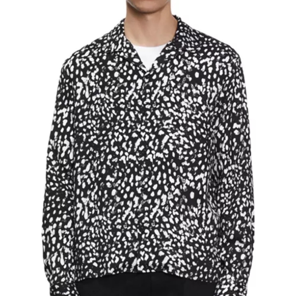 The Kooples grunge print long sleeve button front shirt